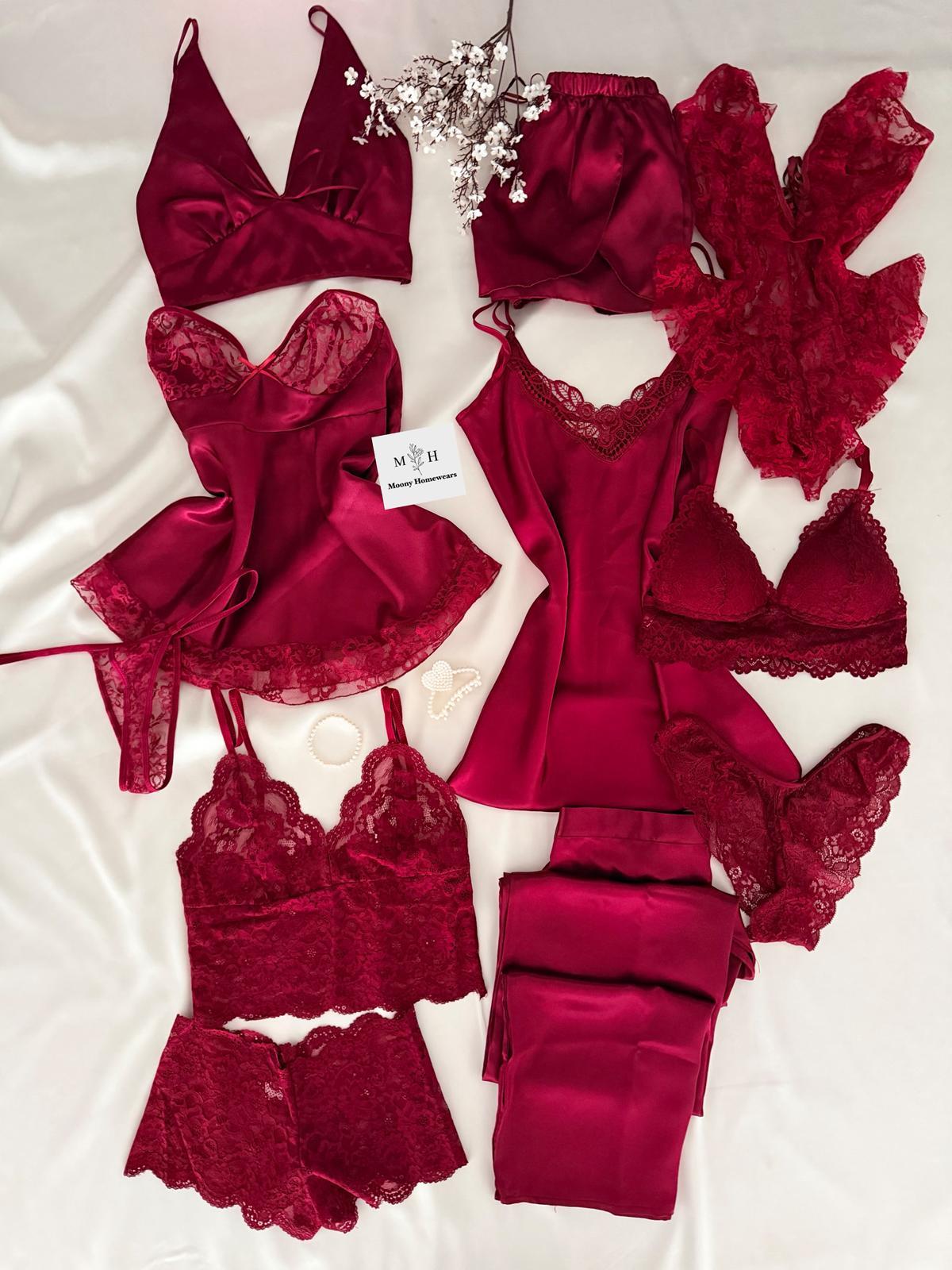 11 Parça Kutulu Bombe Bordo Çeyiz Seti 