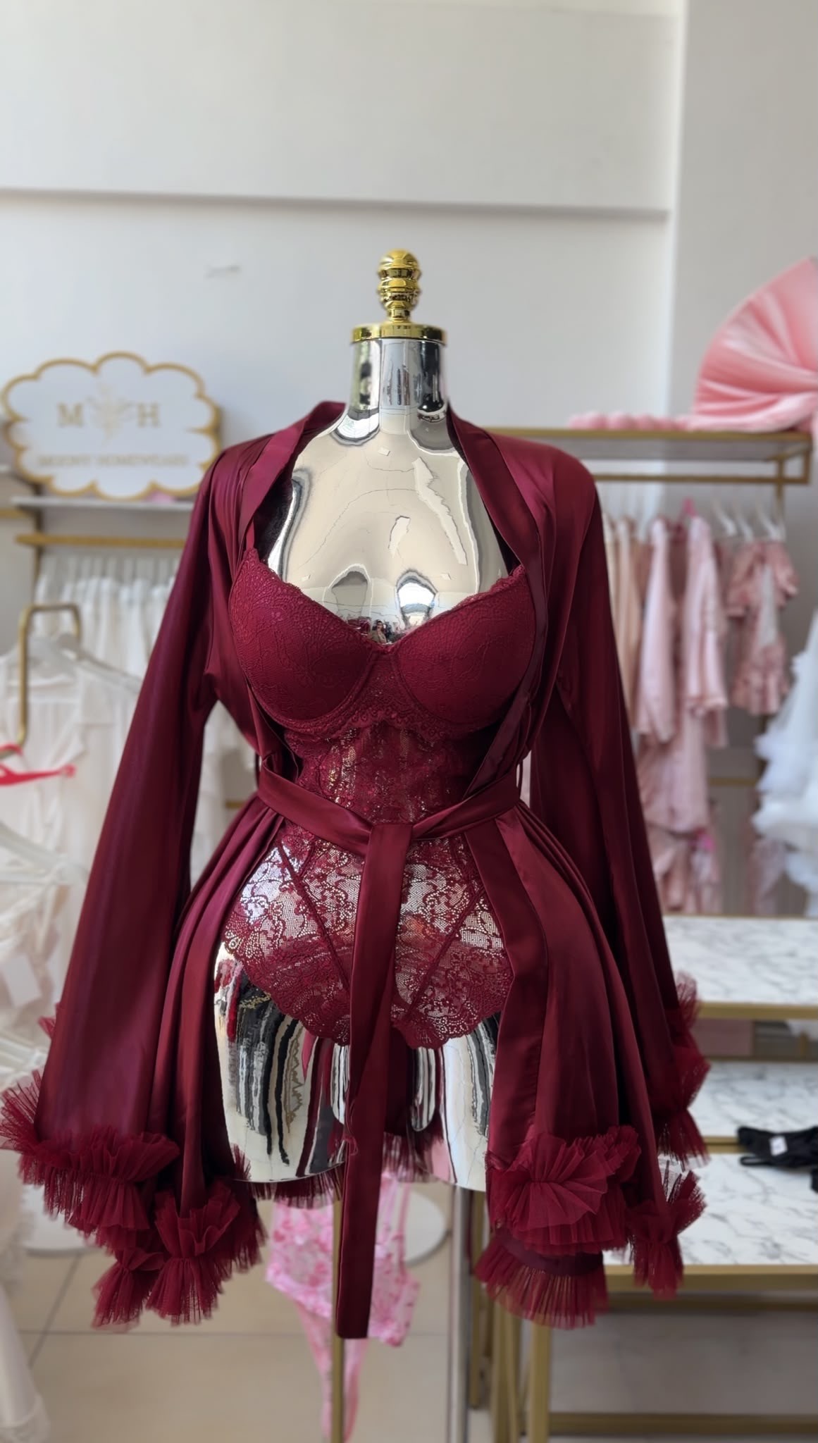 Bordo Saten Sabahlık Destekli Tulum