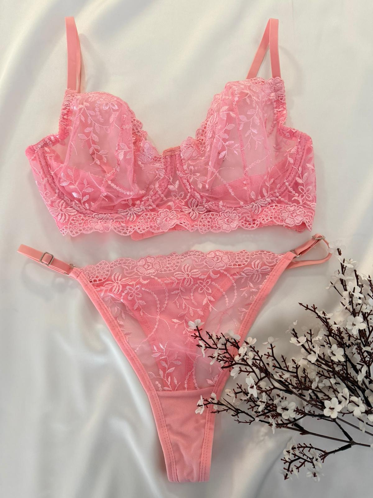 Büyük Beden Pespembe Bralet Takımı