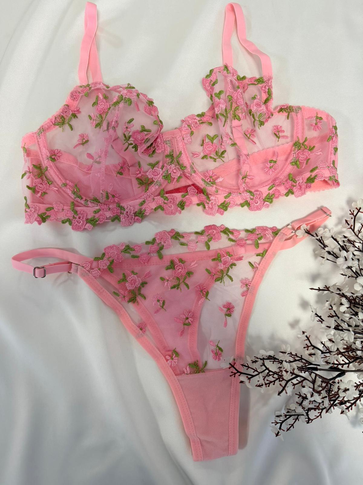 Büyük Beden Yeşil Pembe  Bralet Takımı