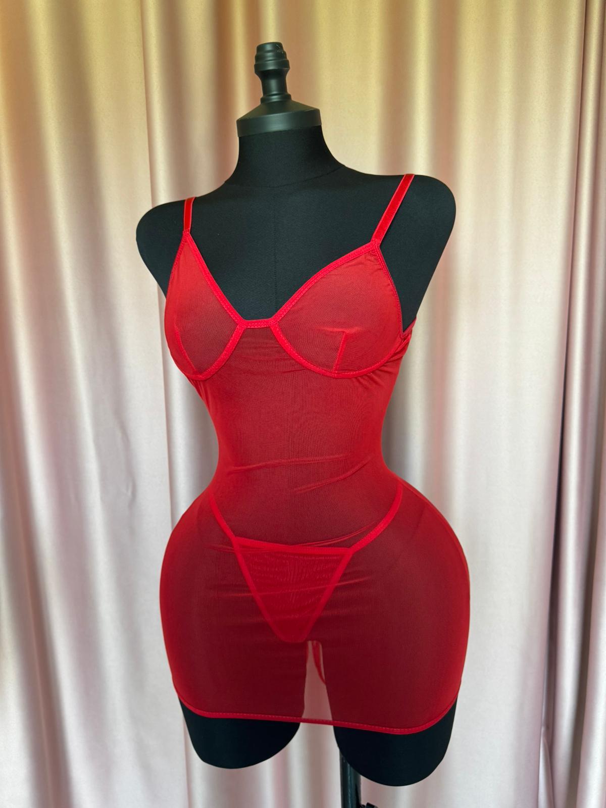 Kırmızı Rotterdam  Fantezi Gecelik