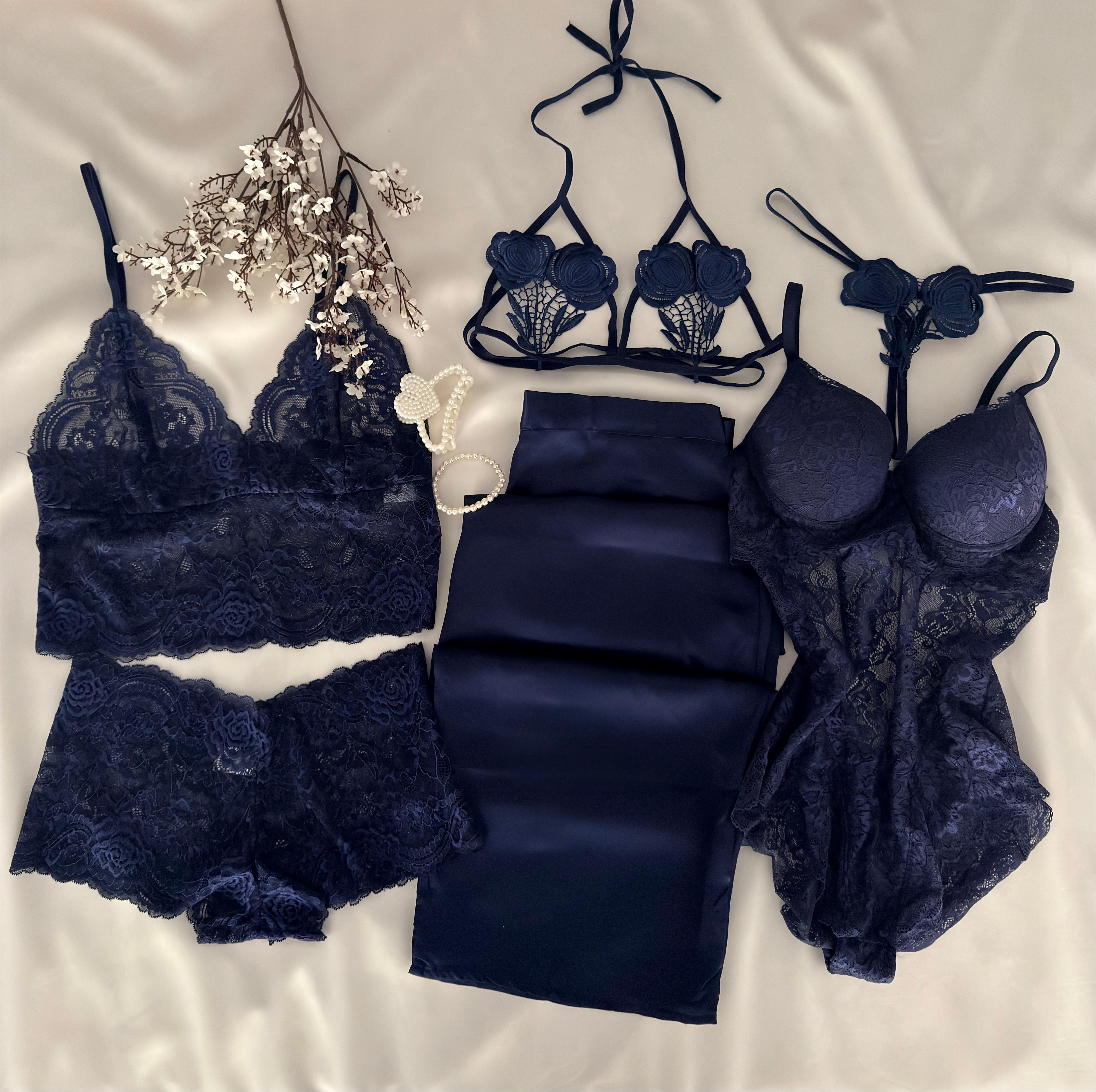 Lacivert Badem Çeyiz Seti