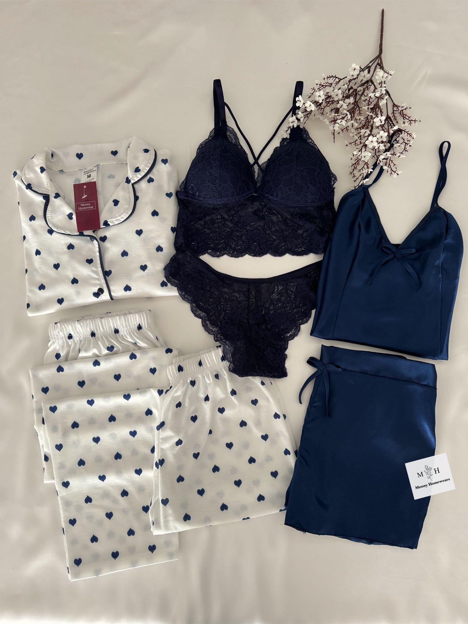 Lacivert Kalp Çeyiz Seti