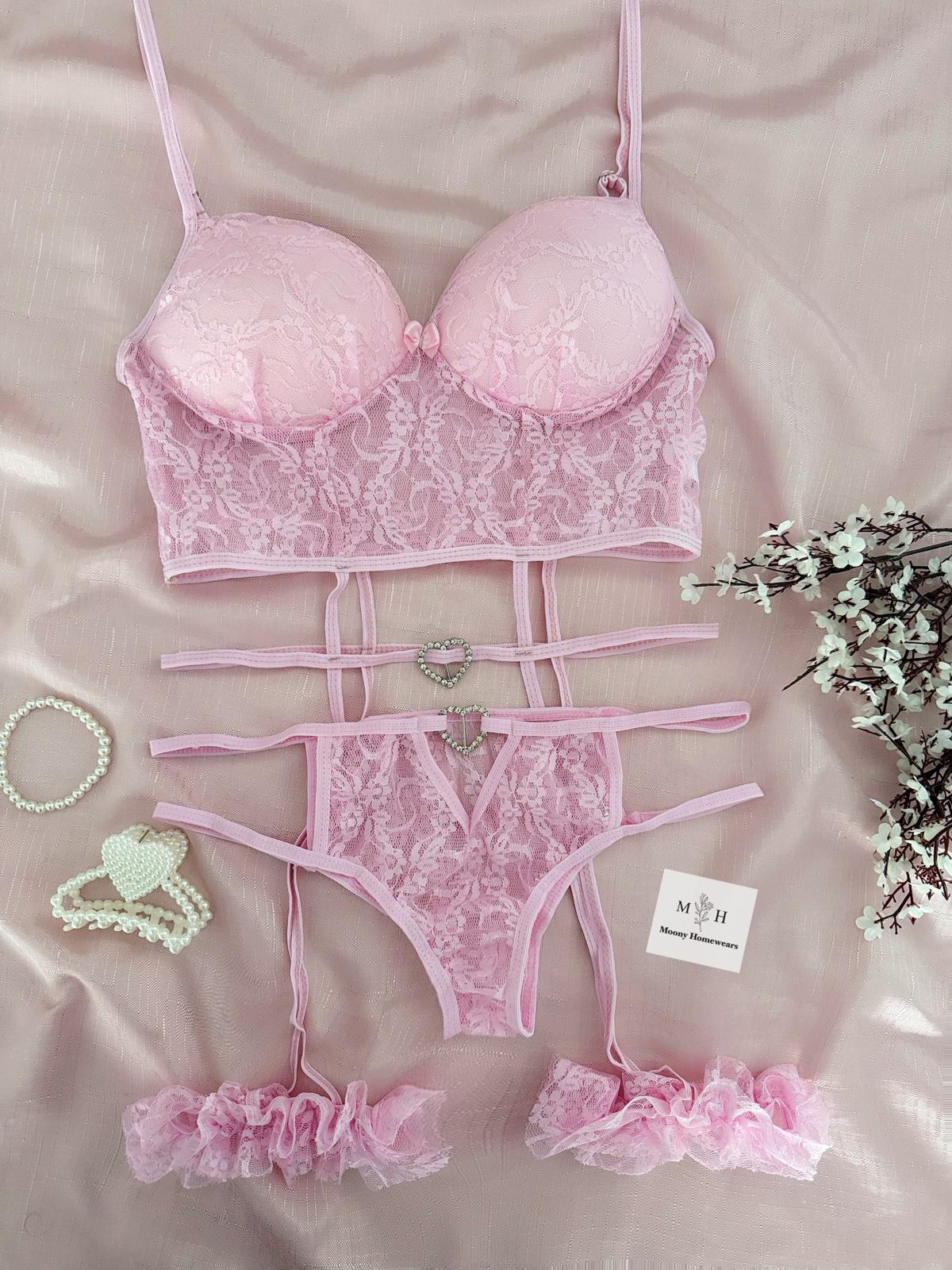 Mihra Pembe Jartiyer Set