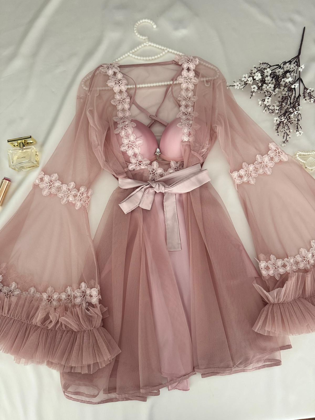 Serefe Pudra  Destekli Gecelik Sabahlık Seti