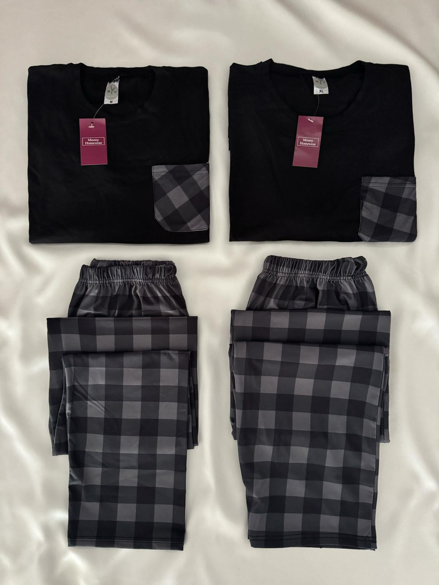 Siyah Aşk Çift Pijaması