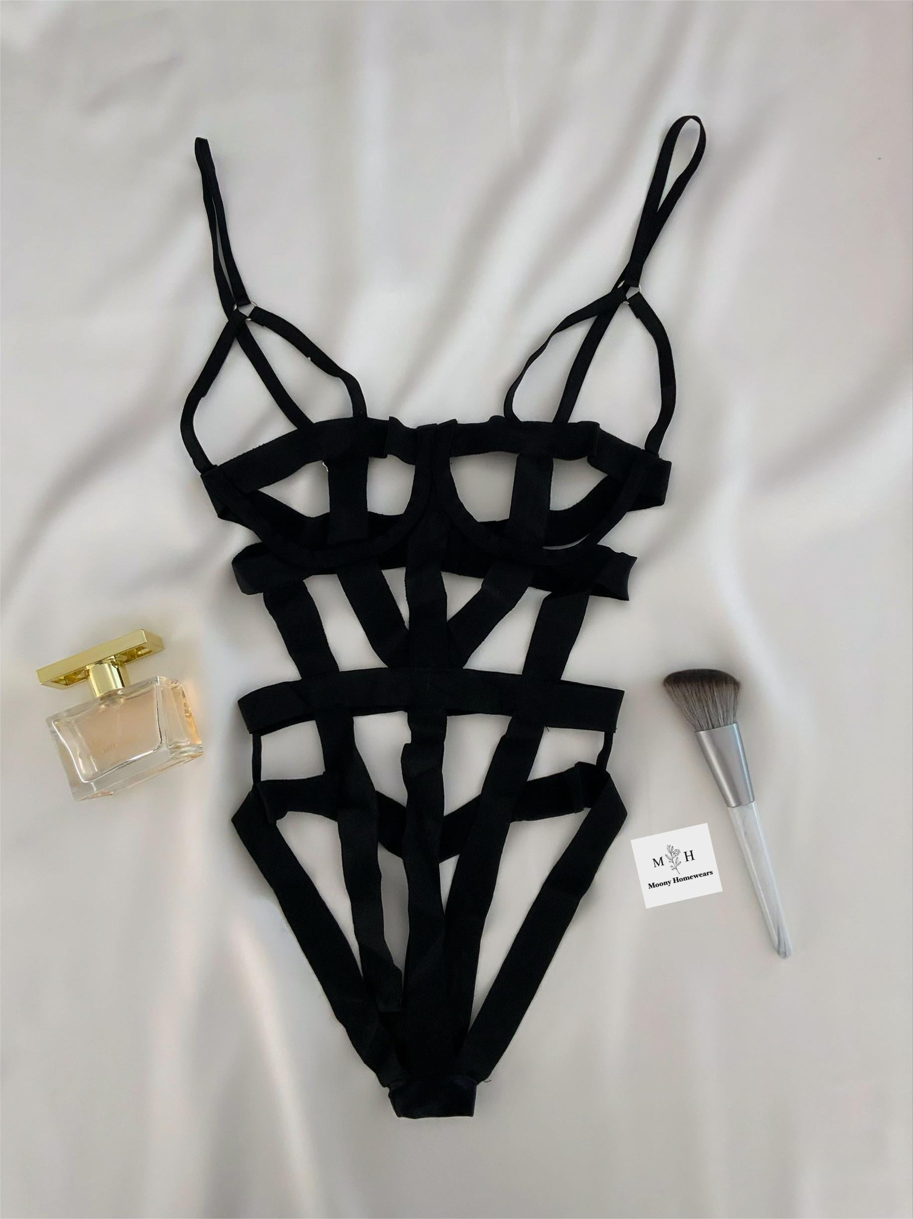 Siyah Şeritli Fantezi Tulum