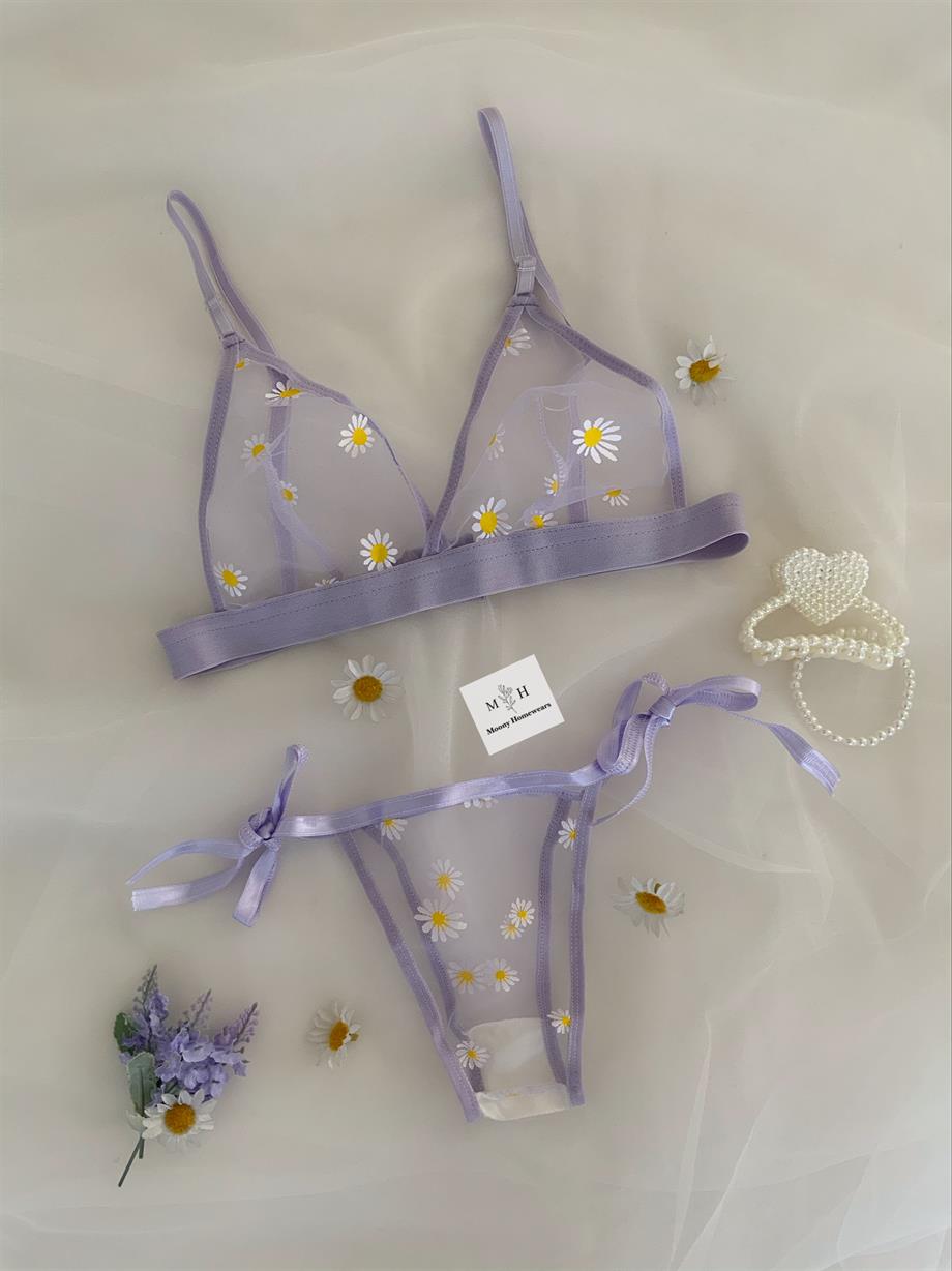 Soft Lila Daisy Bralet Takımı