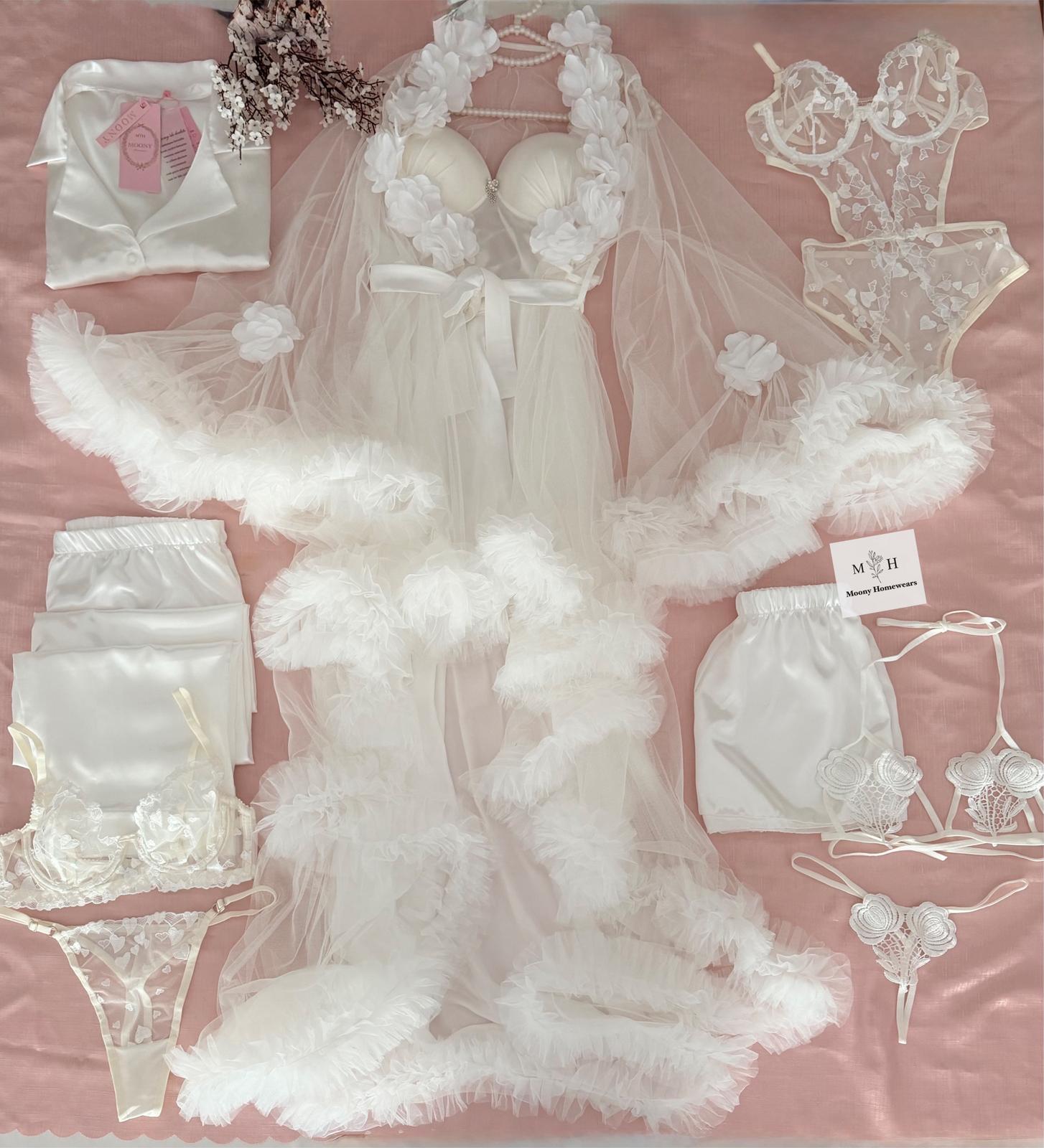 Tamara 10 Parça Kutulu Lüks Beyaz Çeyiz Seti