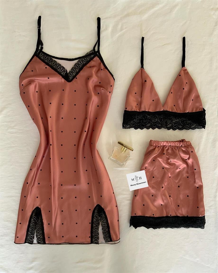 Üçlü Endora  Saten Set 