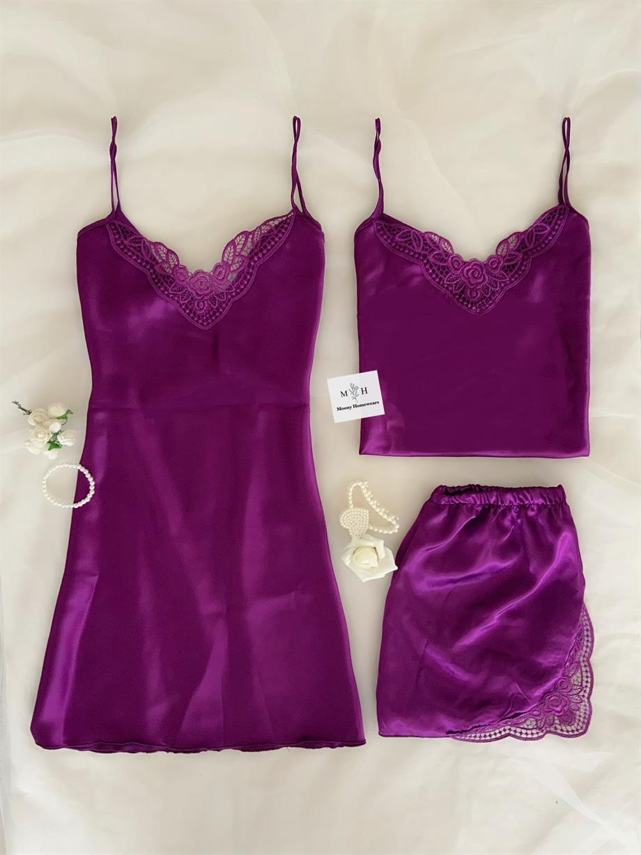 Üçlü Mor Yakut Set