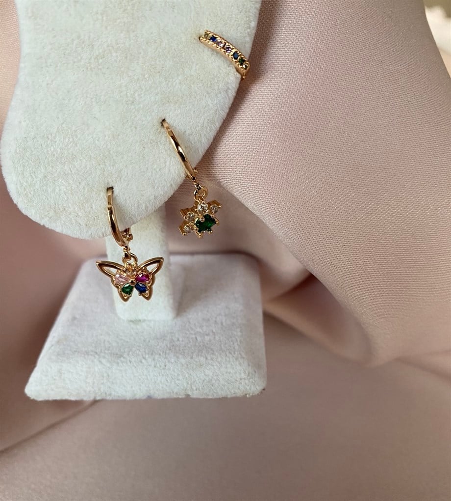 3'lü Çiçek Set Küpe