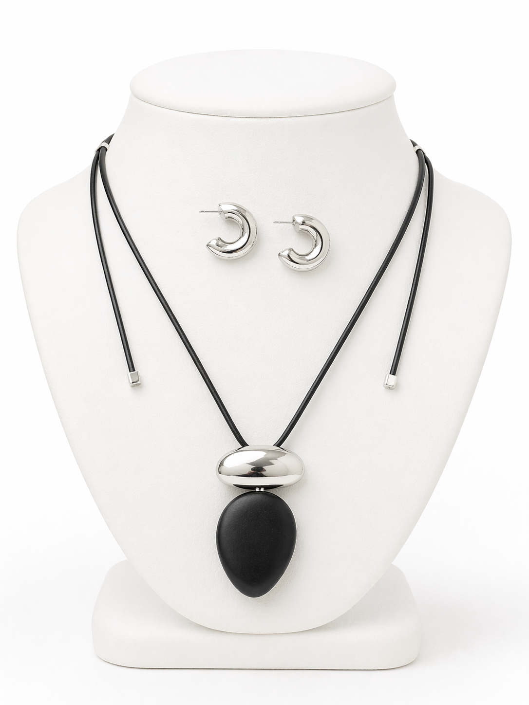 Ahşap Kolye ve Çelik Küpe Seti