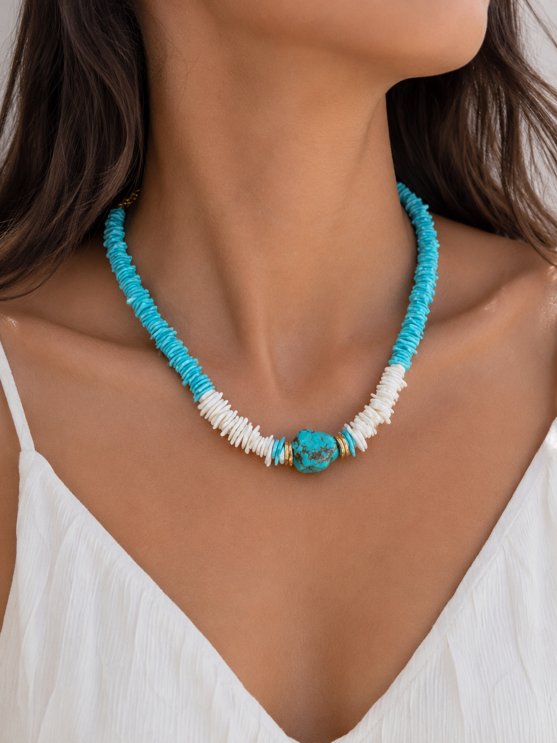 Firuza Taşlı Deniz Esintisi Kolye