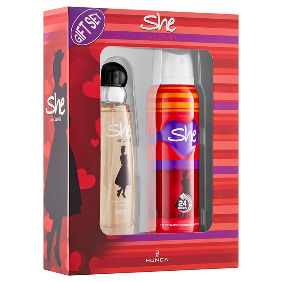 SHE Love Kadın Parfüm Seti 50 ml EDT + 150 ml Deodorant - Hunca Shop