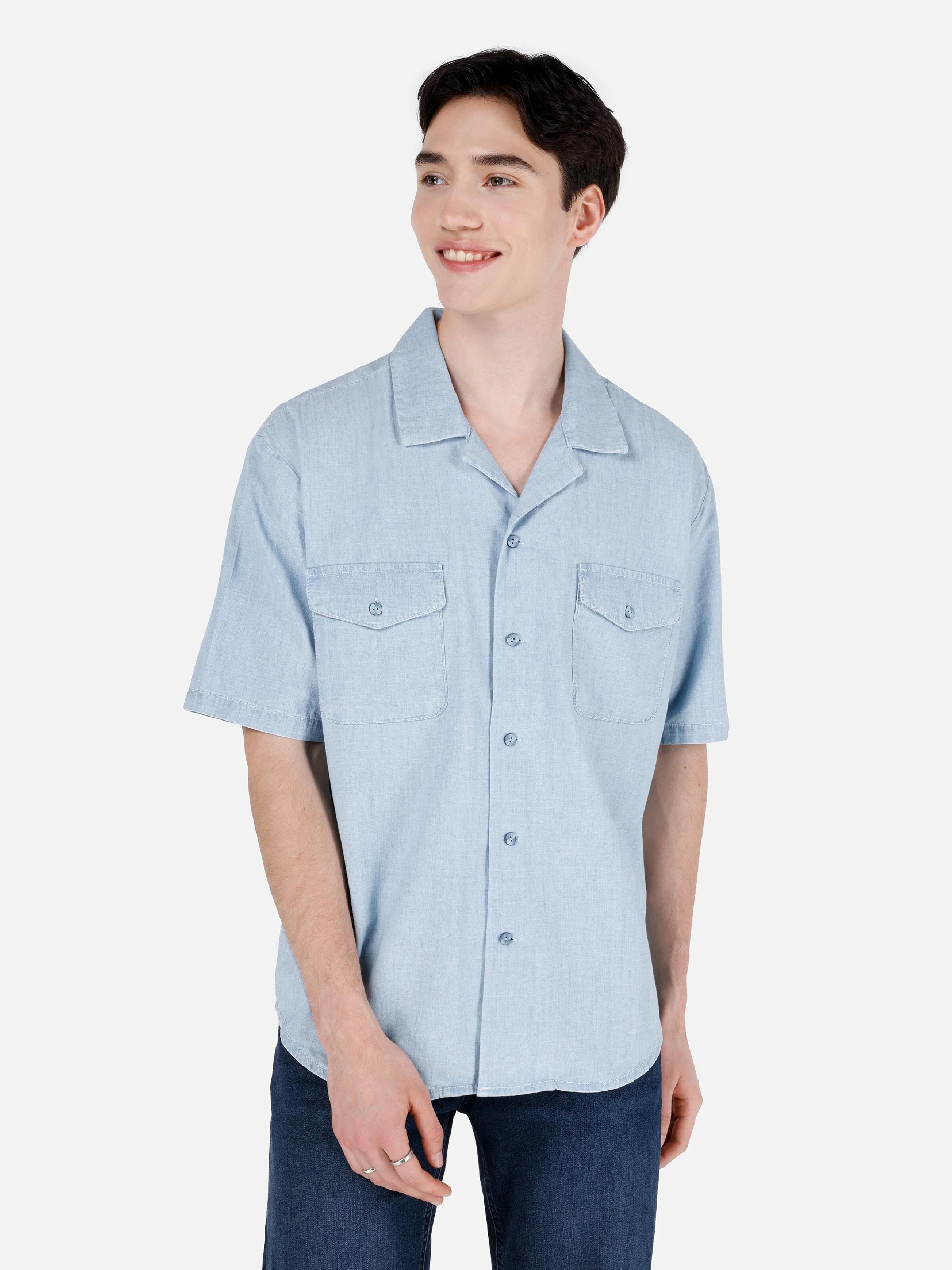 DENIM ERKEK KISA KOL GÖMLEK Oversize Fit