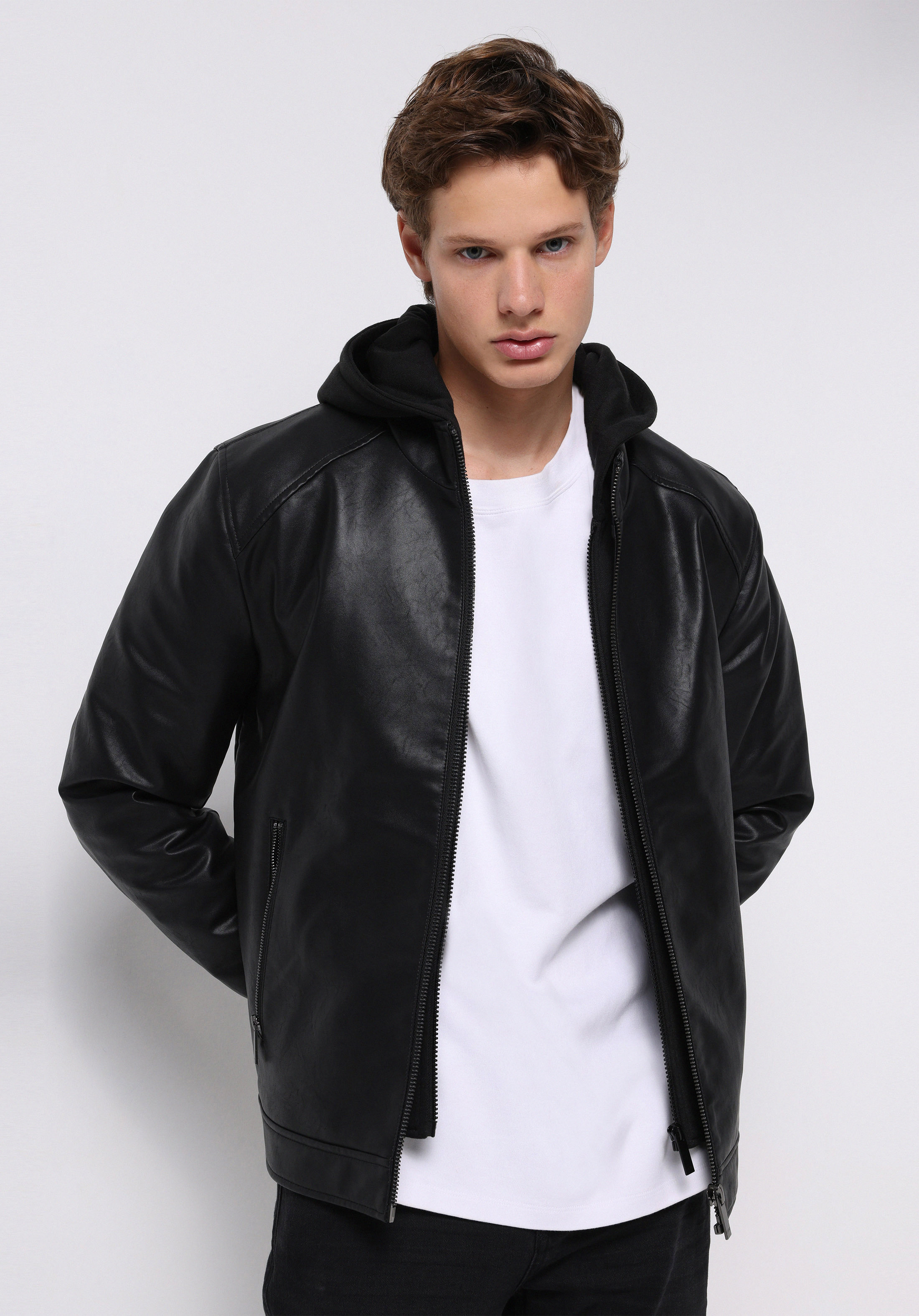 DOKUMA DIŞ ERKEK PU MONT Slim Fit