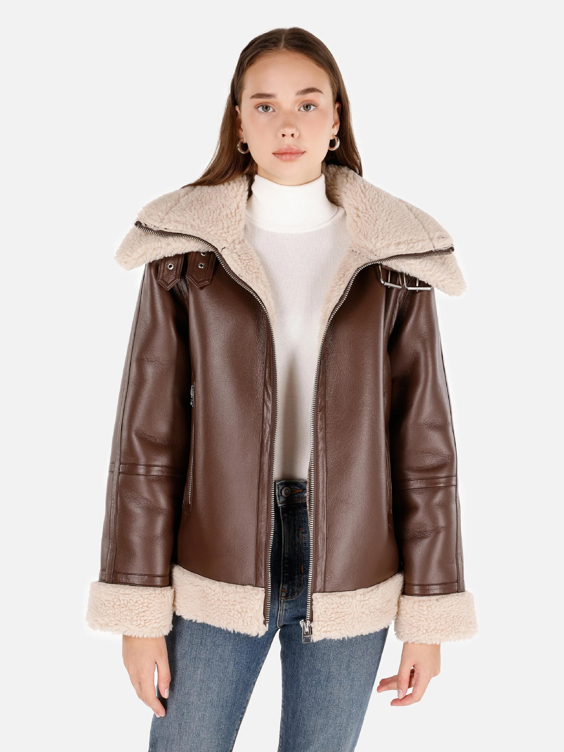 DOKUMA DIŞ KADIN PU MONT Regular Fit