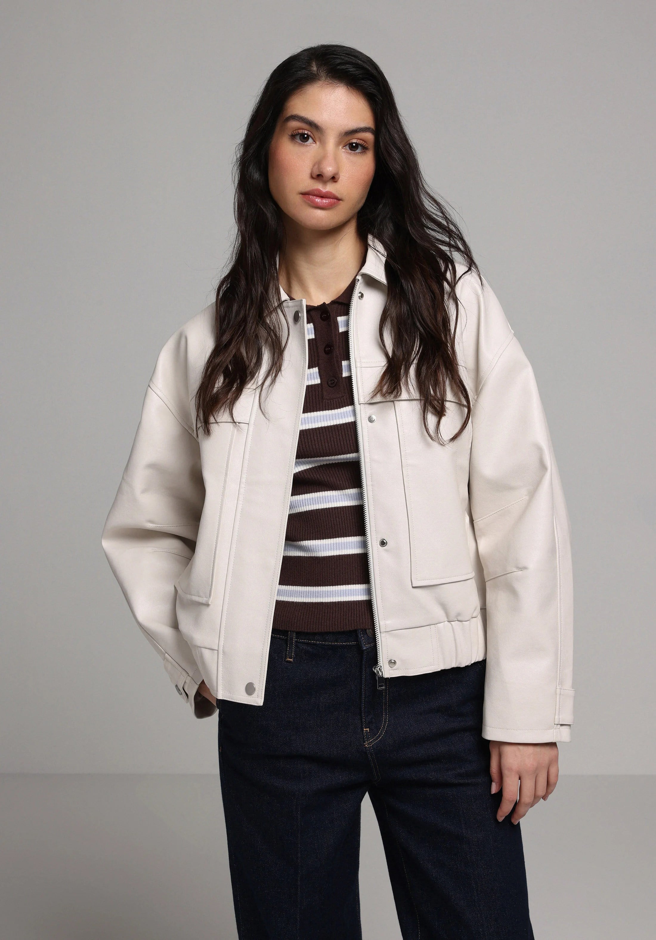 DOKUMA DIŞ KADIN PU MONT Regular Fit