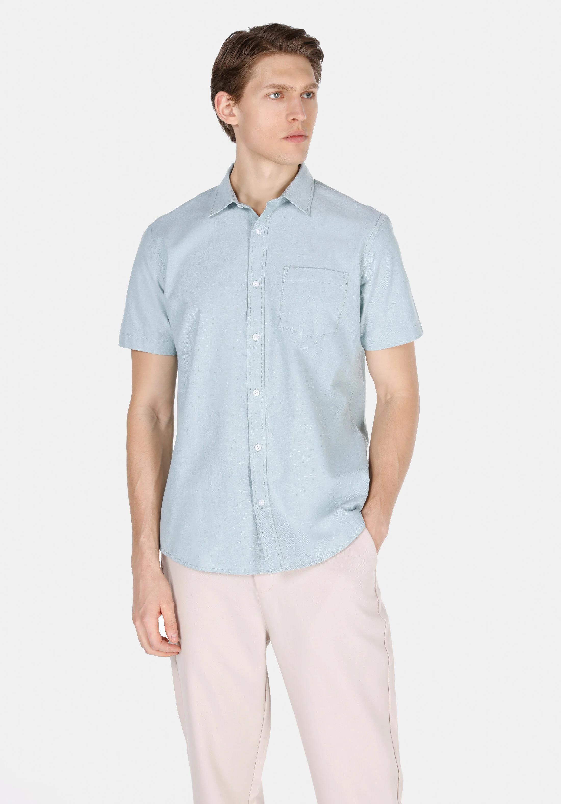 DOKUMA ÜST ERKEK KISA KOL GÖMLEK Regular Fit