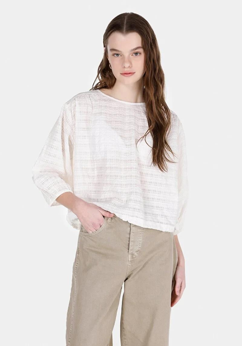 DOKUMA ÜST KADIN UZUN KOL BLUZ Regular Fit