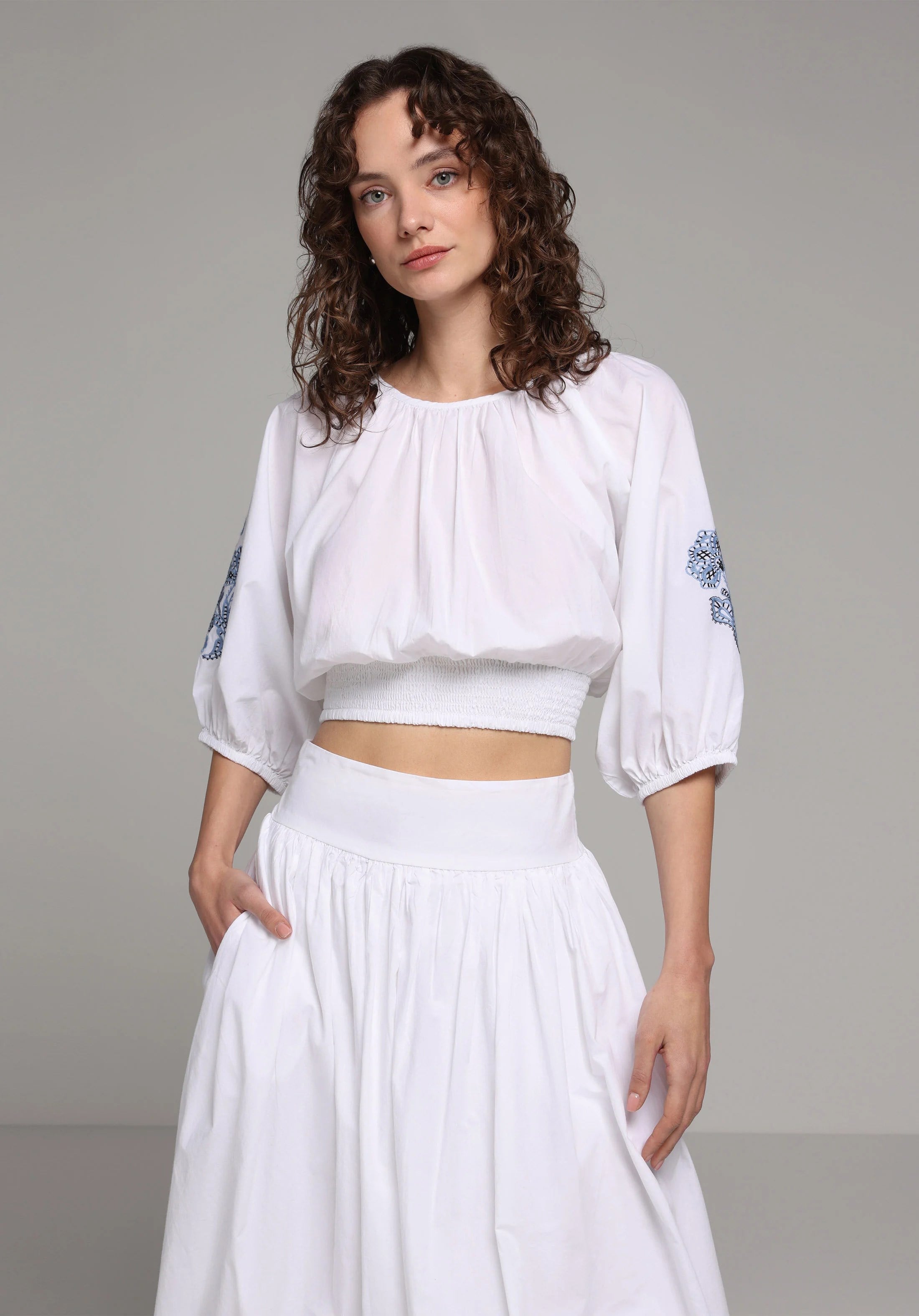 DOKUMA ÜST KADIN UZUN KOL GÖMLEK Fashion Fit