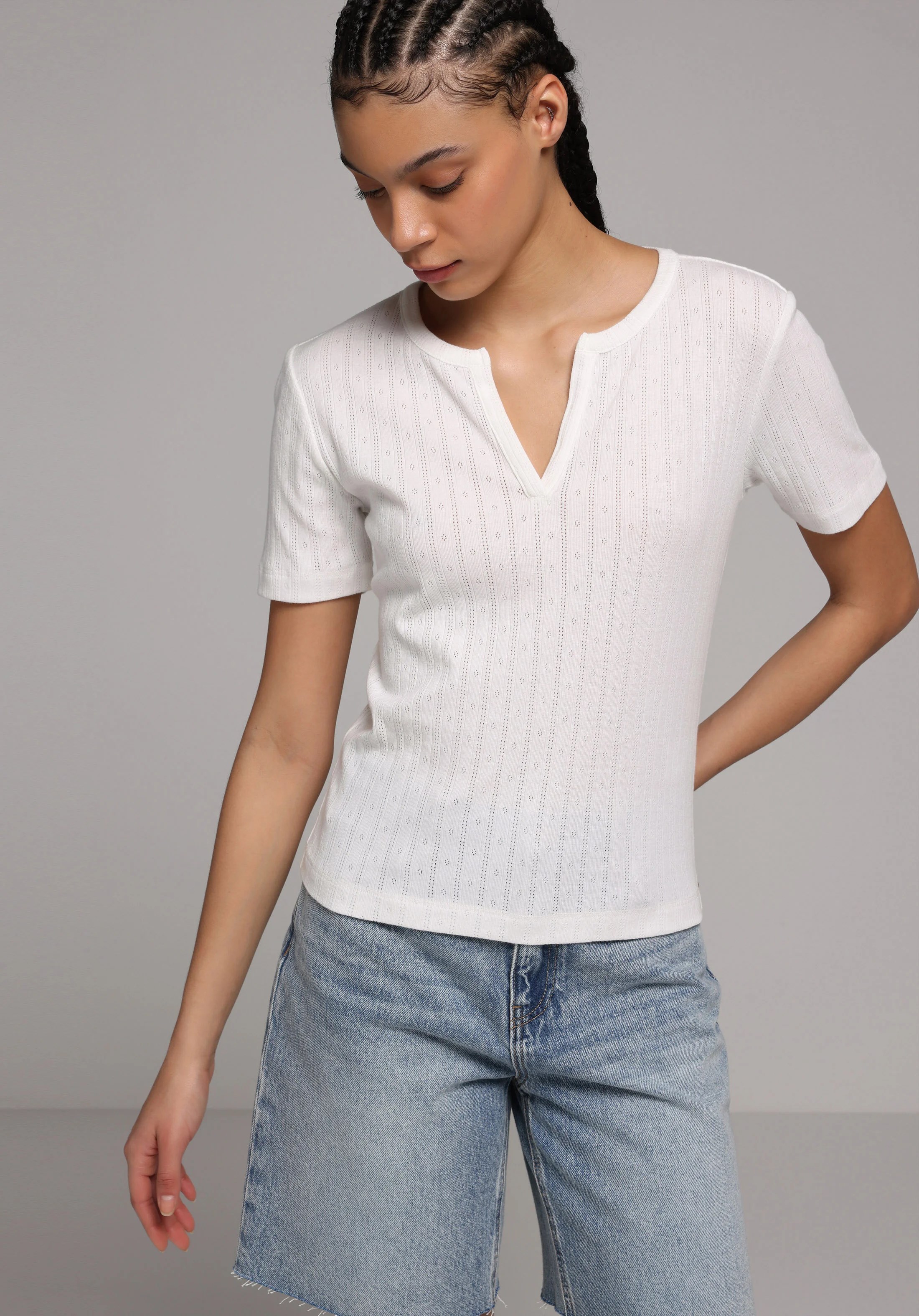 ÖRME KADIN KISA KOL BLUZ Slim Fit