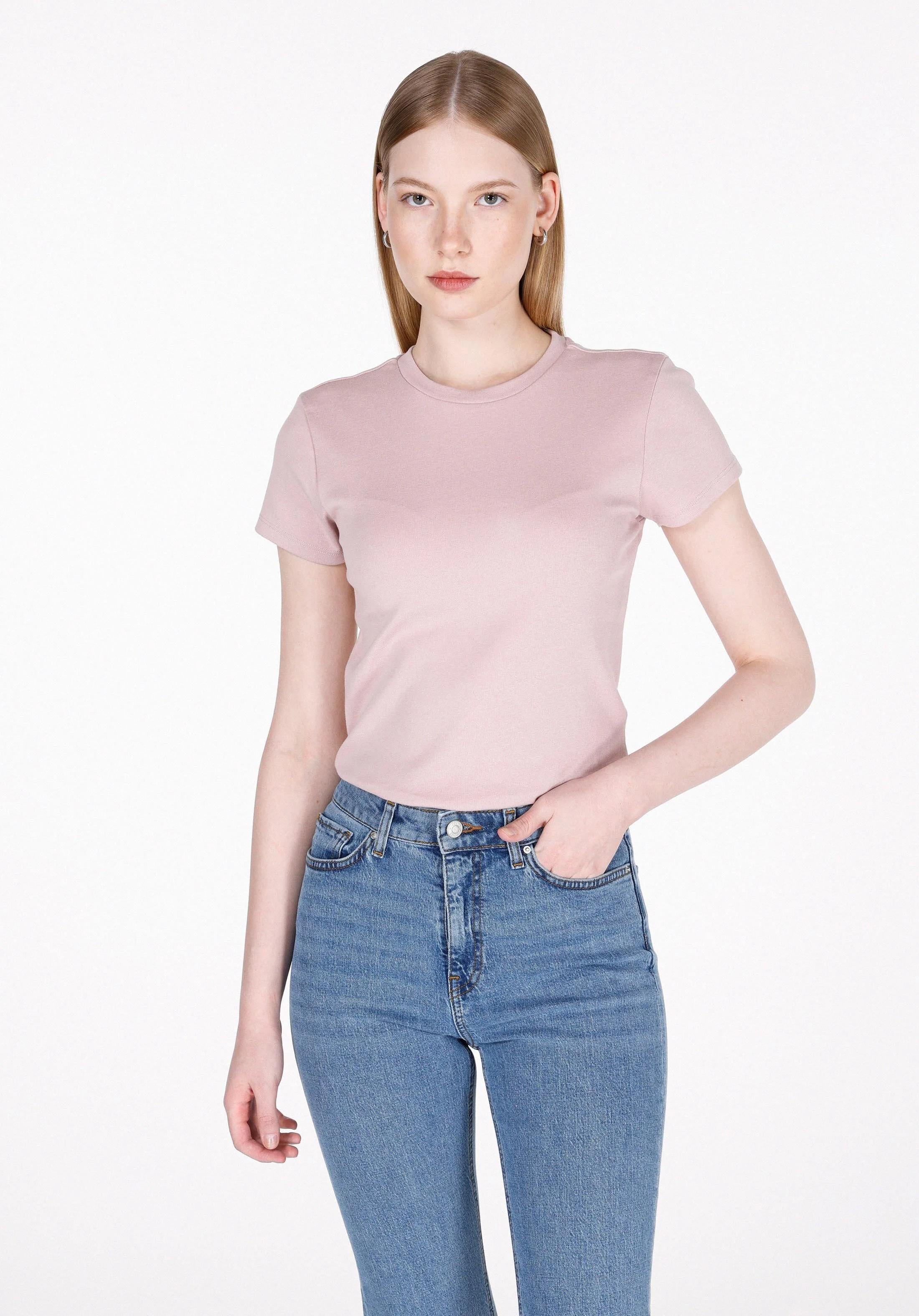 ÖRME KADIN KISA KOL T-SHIRT Slim Fit