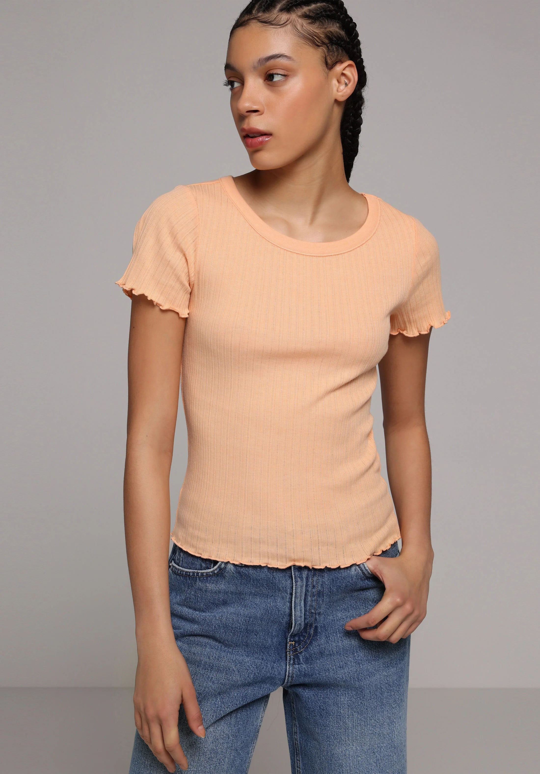 ÖRME KADIN KISA KOL T-SHIRT Slim Fit