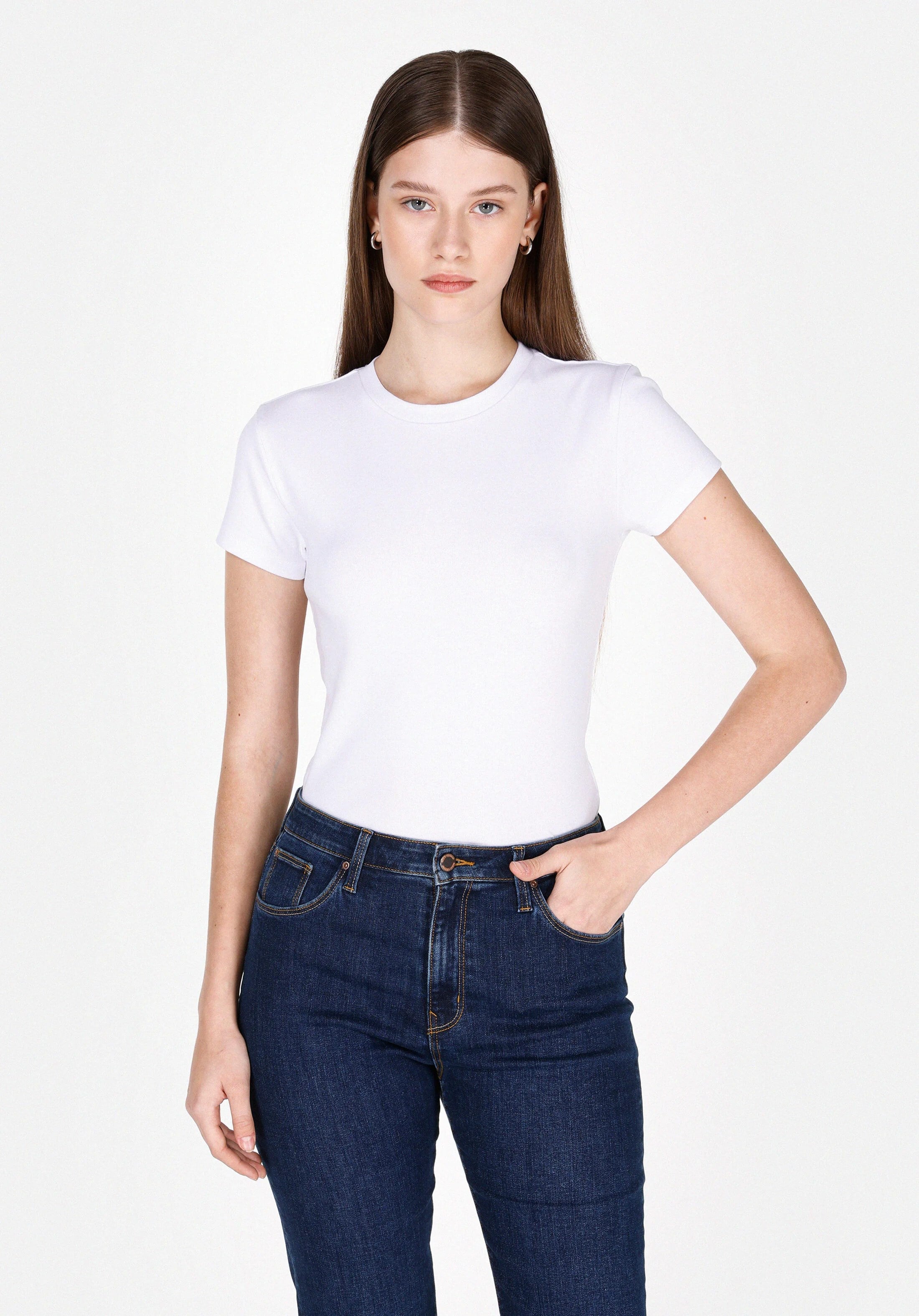 ÖRME KADIN KISA KOL T-SHIRT Slim Fit