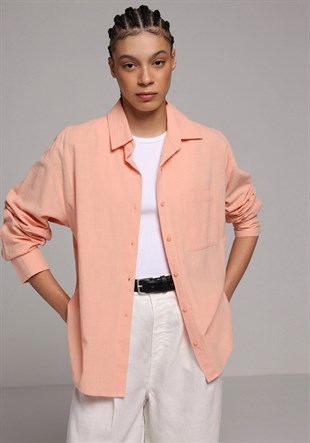 DOKUMA ÜST KADIN UZUN KOL GÖMLEK Boyfriend Fit