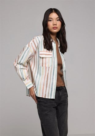 DOKUMA ÜST KADIN UZUN KOL GÖMLEK Regular Fit