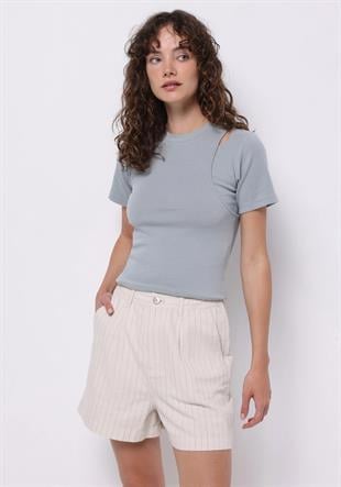 ÖRME KADIN KISA KOL BLUZ Slim Fit