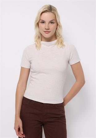 ÖRME KADIN KISA KOL KAZAK Slim Fit