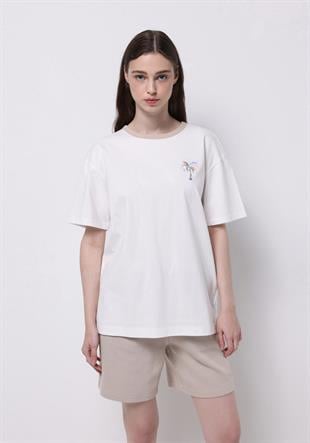 ÖRME KADIN KISA KOL T-SHIRT Relax Fit
