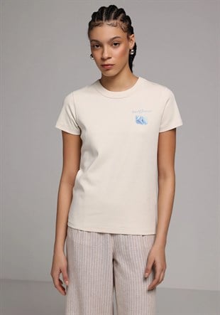 ÖRME KADIN KISA KOL T-SHIRT Slim Fit