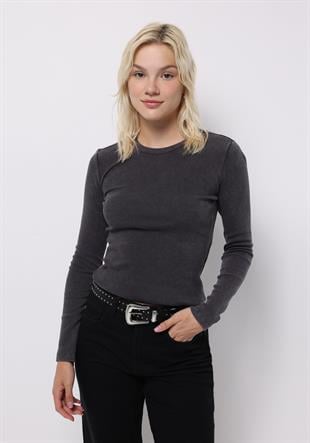 ÖRME KADIN UZUN KOL T-SHIRT Slim Fit