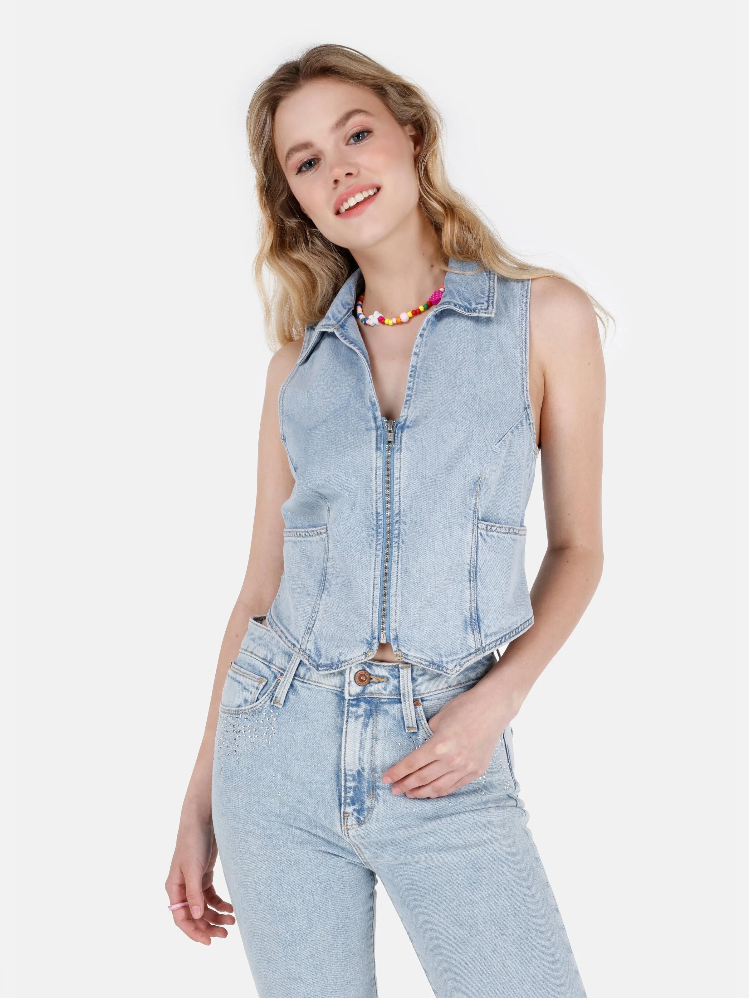 DENIM KADIN YELEK Slim Fit