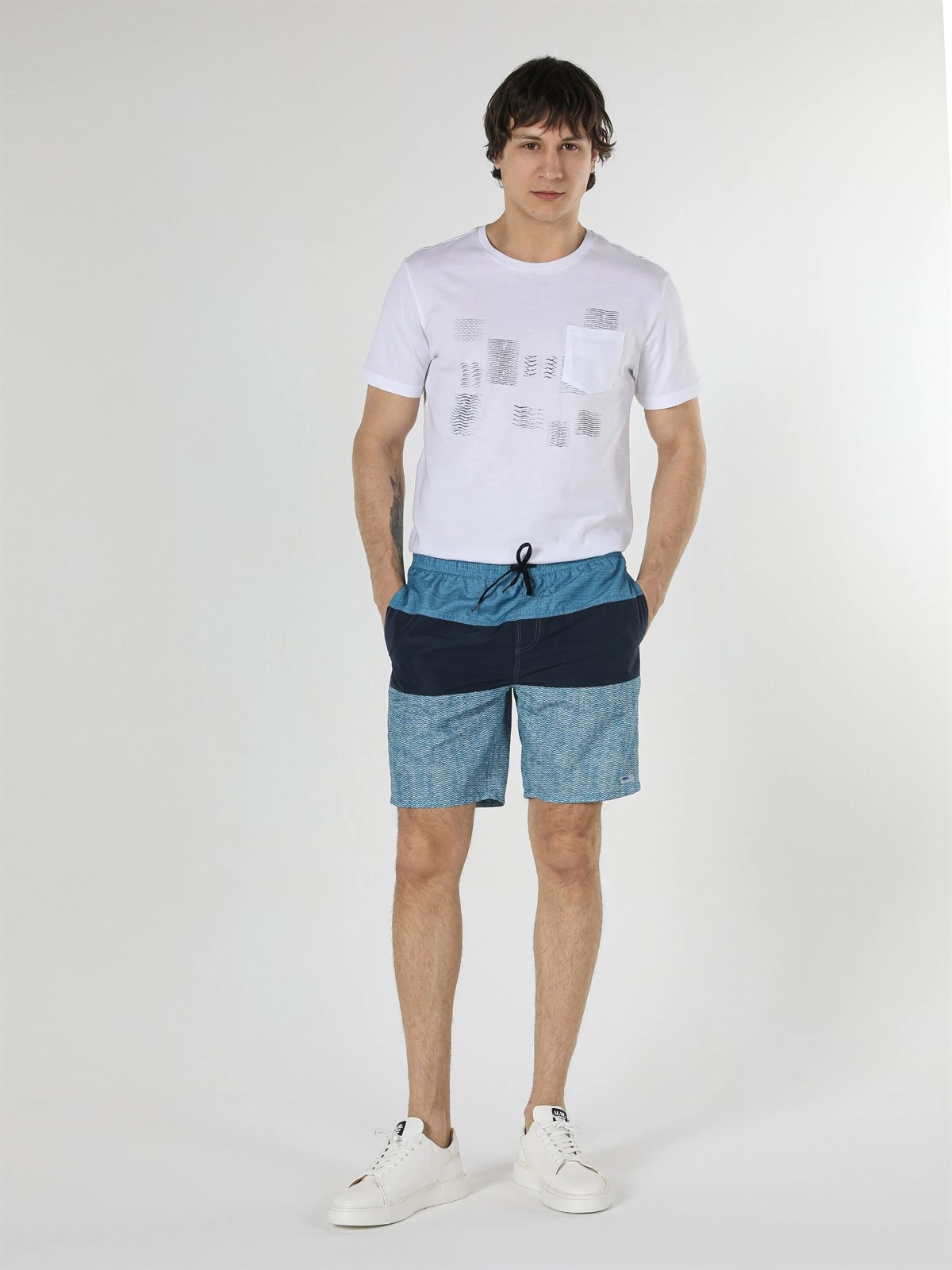 DOKUMA ALT ERKEK YÜZME ŞORT Slim Fit
