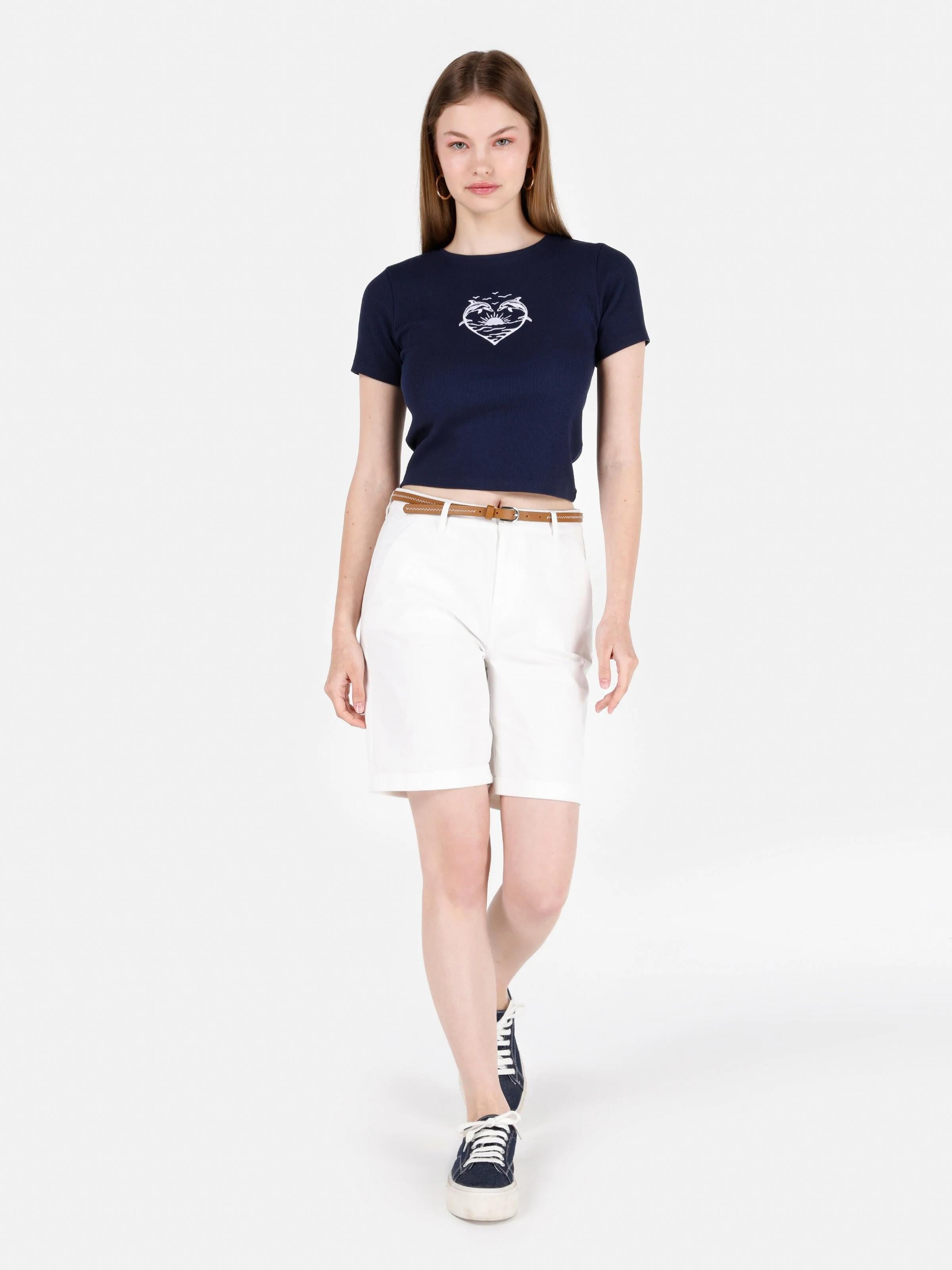 DOKUMA ALT KADIN ŞORT Slim Fit