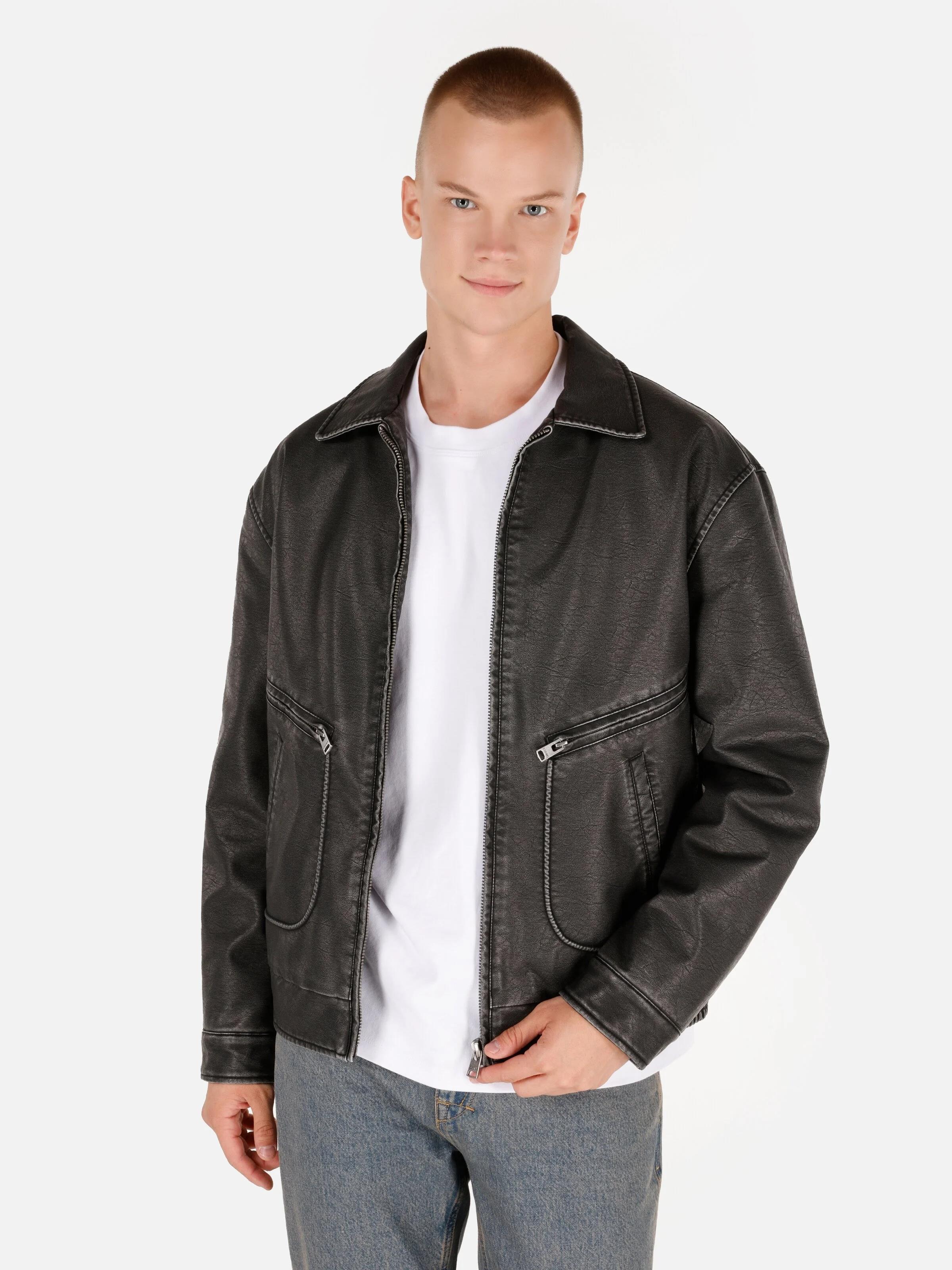 DOKUMA DIŞ ERKEK PU MONT Slim Fit