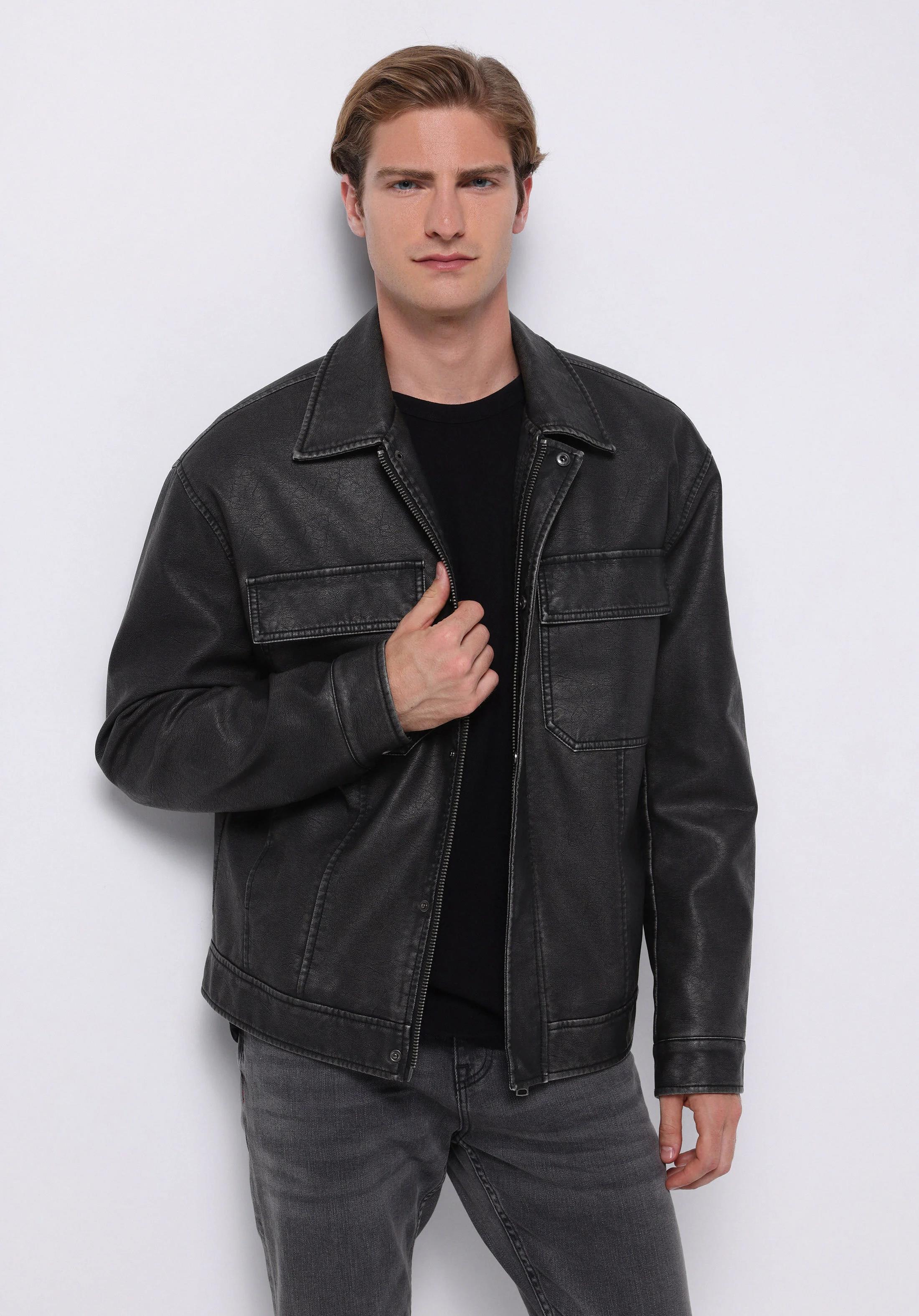 DOKUMA DIŞ ERKEK PU MONT Slim Fit