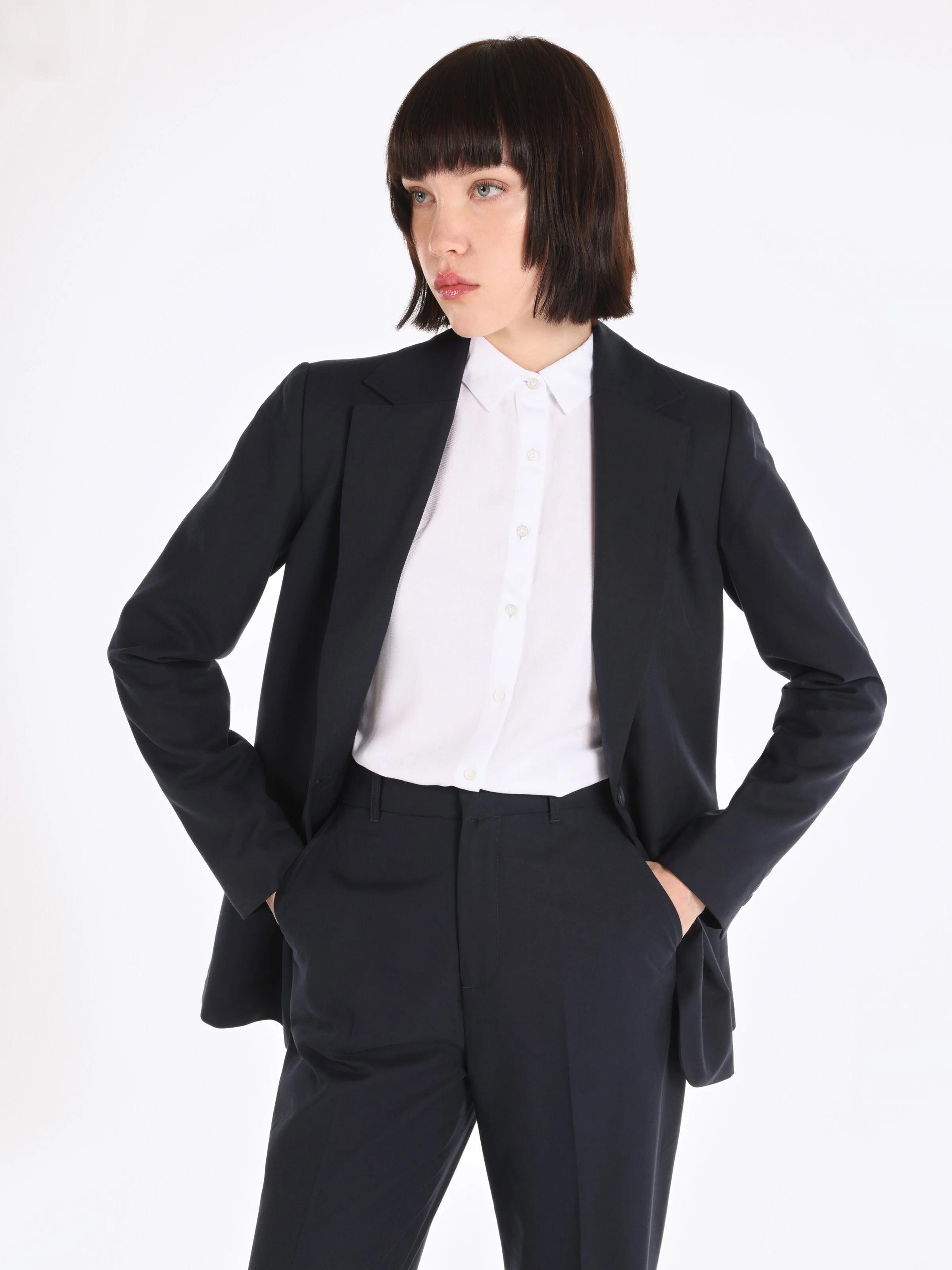 DOKUMA DIŞ KADIN CEKET  Regular Fit