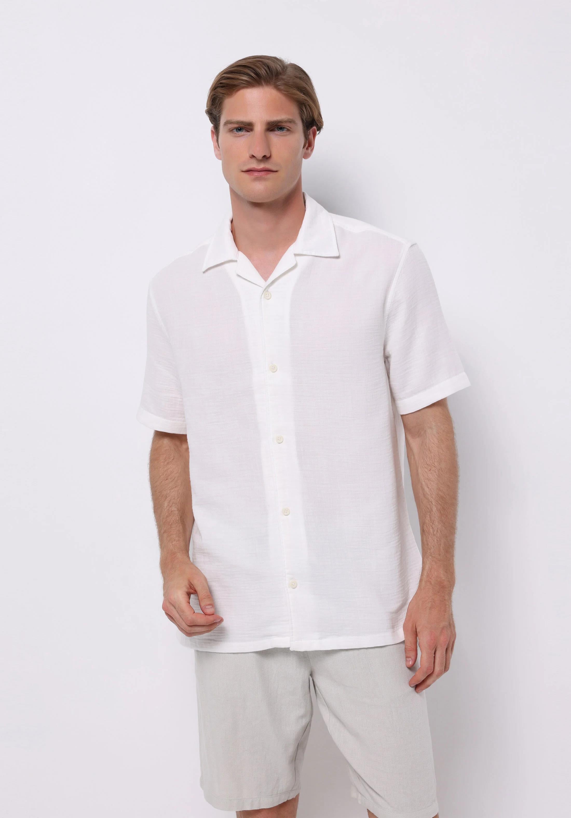 DOKUMA ÜST ERKEK KISA KOL GÖMLEK Comfort Fit