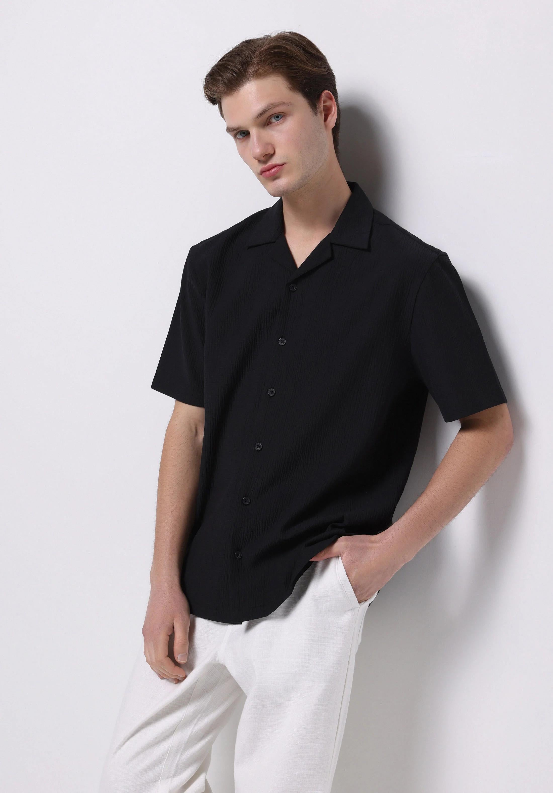 DOKUMA ÜST ERKEK KISA KOL GÖMLEK Regular Fit