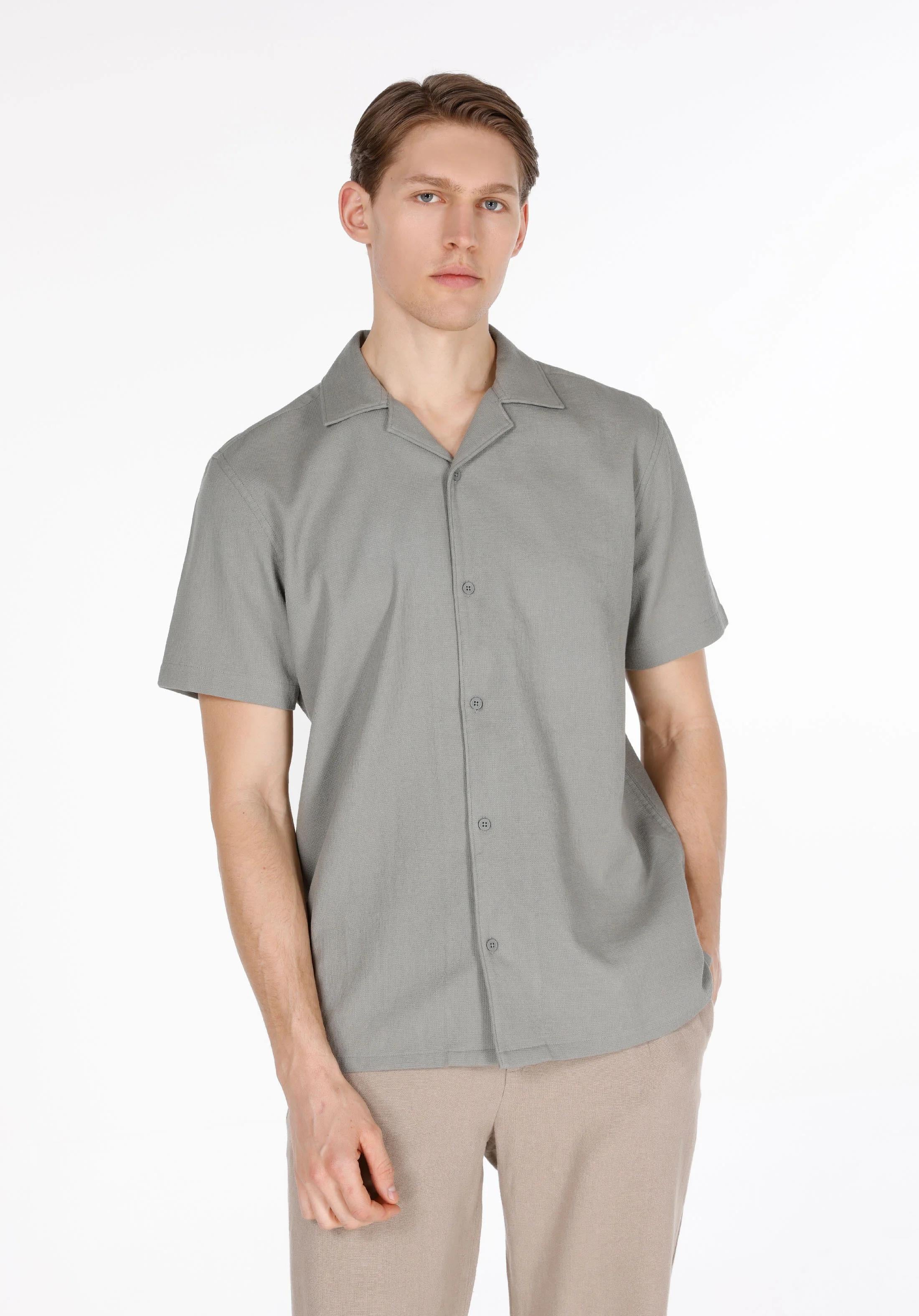 DOKUMA ÜST ERKEK KISA KOL GÖMLEK Regular Fit