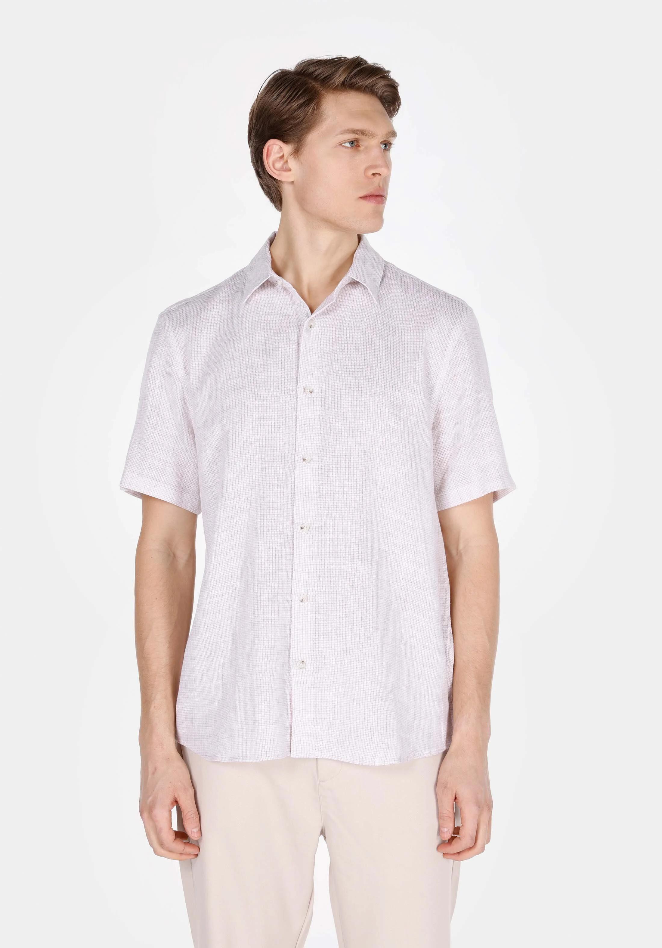 DOKUMA ÜST ERKEK KISA KOL GÖMLEK Regular Fit