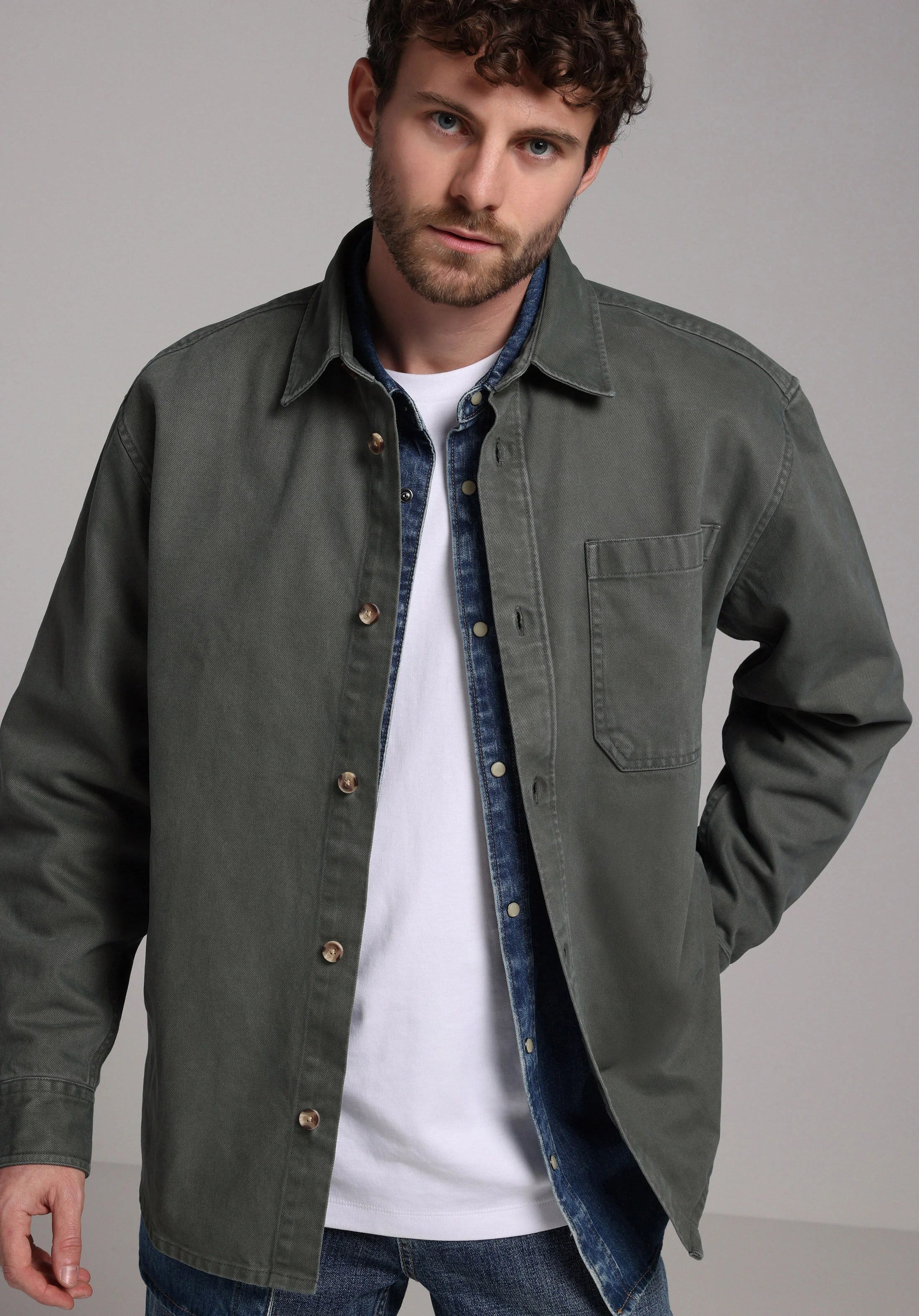 DOKUMA ÜST ERKEK SHACKET Oversize Fit