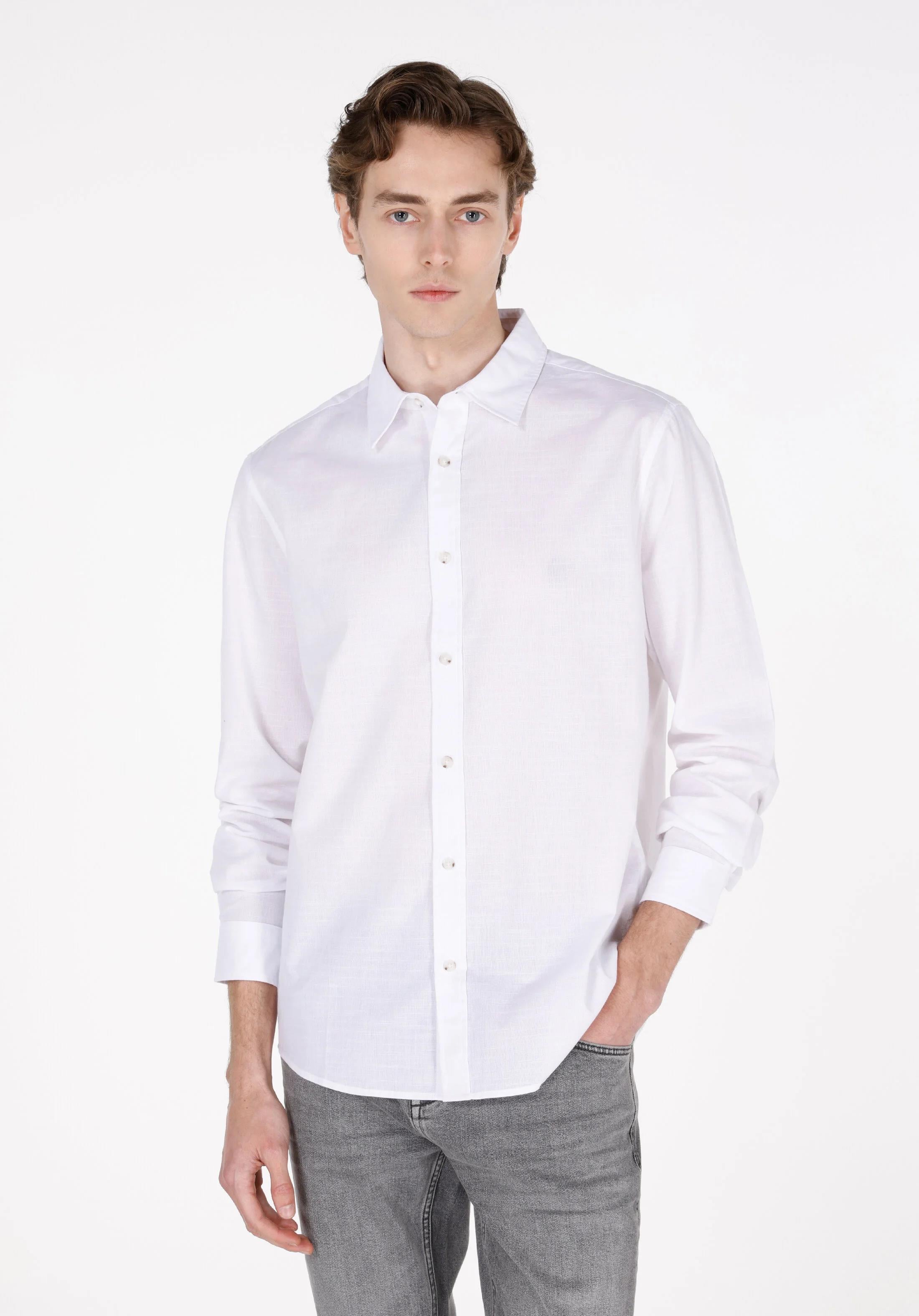 DOKUMA ÜST ERKEK UZUN KOL GÖMLEK Regular Fit