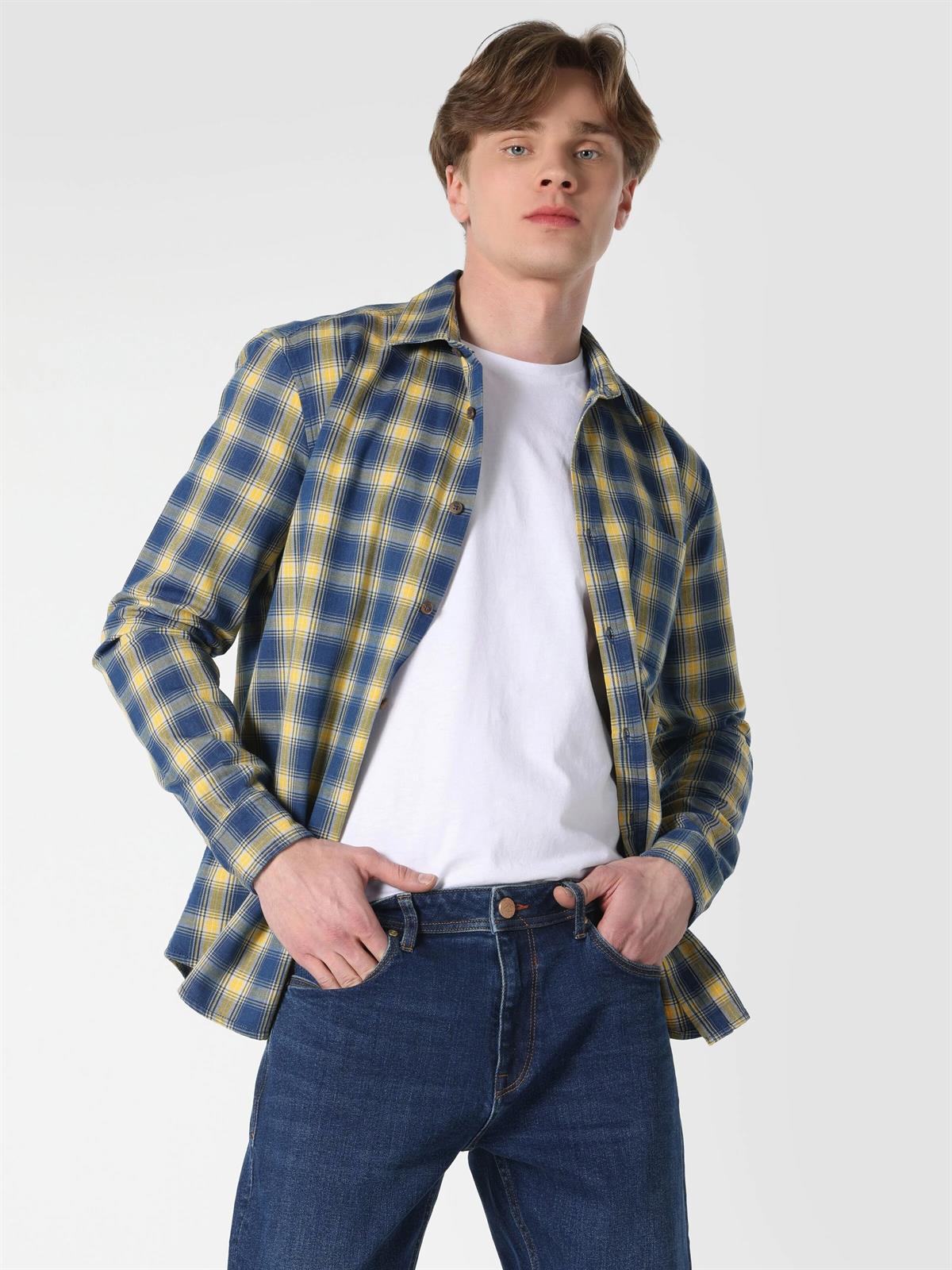 DOKUMA ÜST ERKEK UZUN KOL GÖMLEK Slim Fit